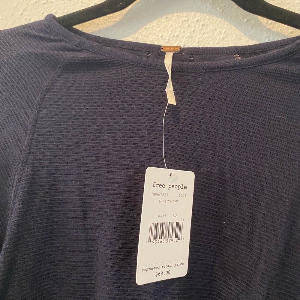 NWT Free People Indigo Billie Ribbed Blouson Sleeve Top Sz. XS - Picture 5 of 6